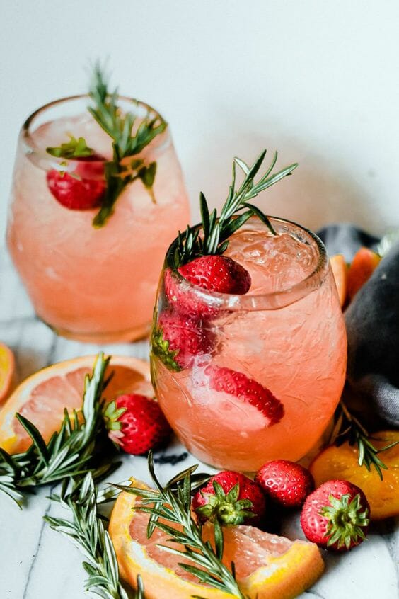 rose sangria rosemary strawberry 